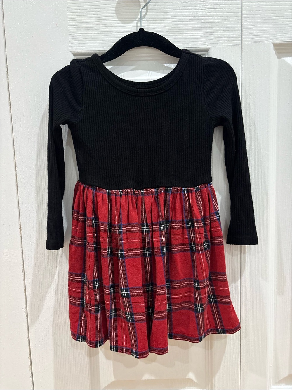 Little Sleepies Red Plaid and Ribbed Top Bamboo Dress